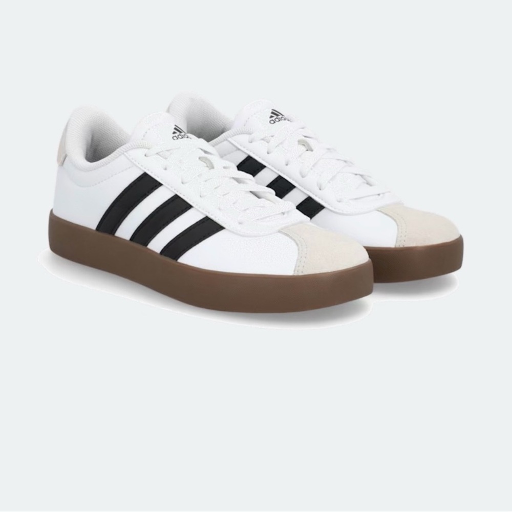 NEW Adidas Classic White and Black Court Shoes with Gum Sole